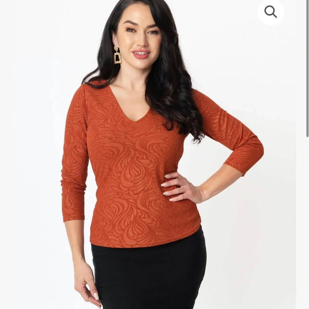 UV burnt orange sparkle swirl top - Picture 5 of 6